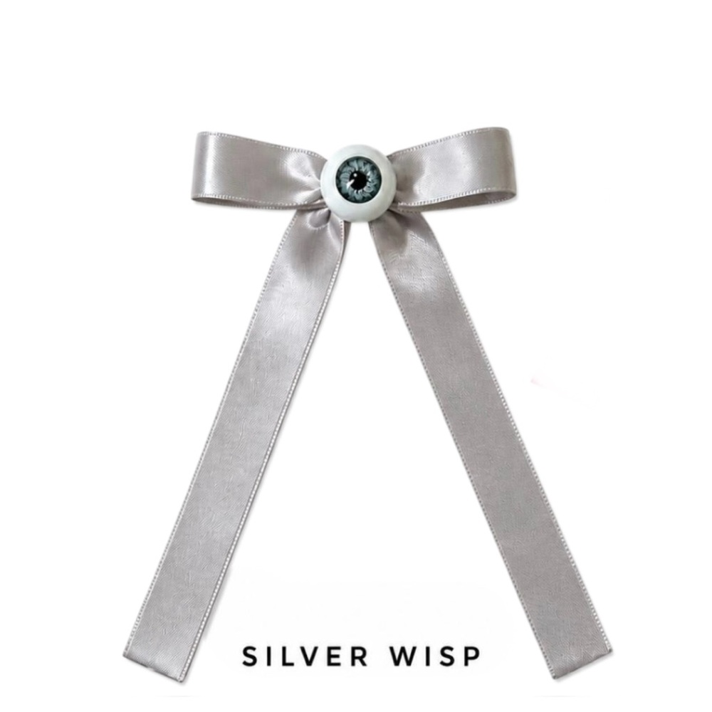 Bow Eyeball Clip – 5/8” Ribbon - Silver Wisp